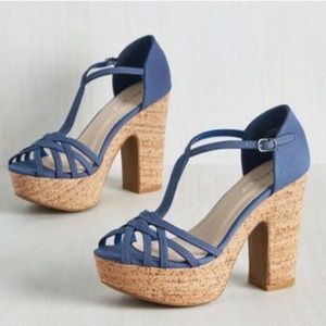 Modcloth Blue Pinup Sandal Heels